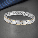 Moocare tunqsten metal bracelet men magnetic therapy silver bracelets male jewelry casual elegant hand wrist charm chain